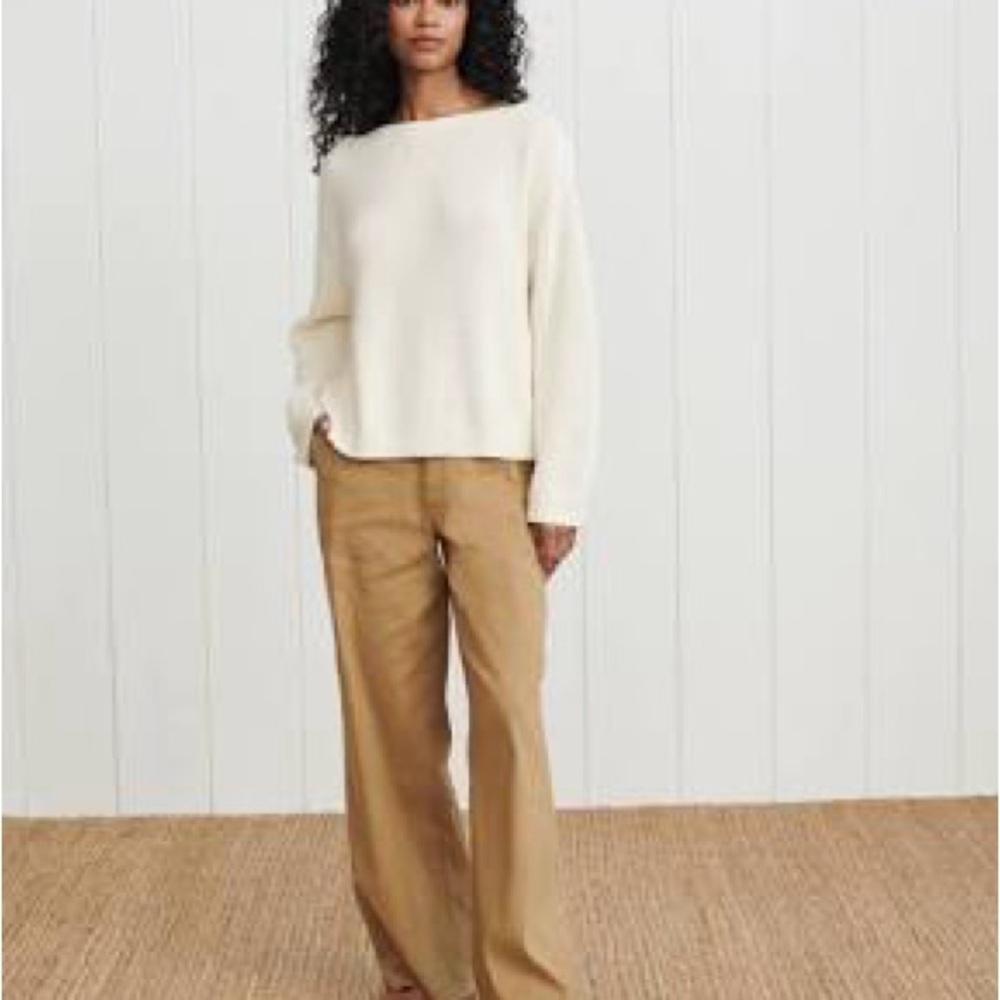 Jenni Kayne Cotton Boatneck Sweater in Ivory